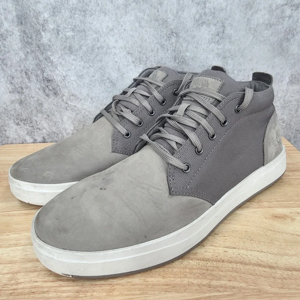 Timberland Davis Square Chukka Boots Mens 11.5 Gray Suede Lace Up Shoes A1SES*
